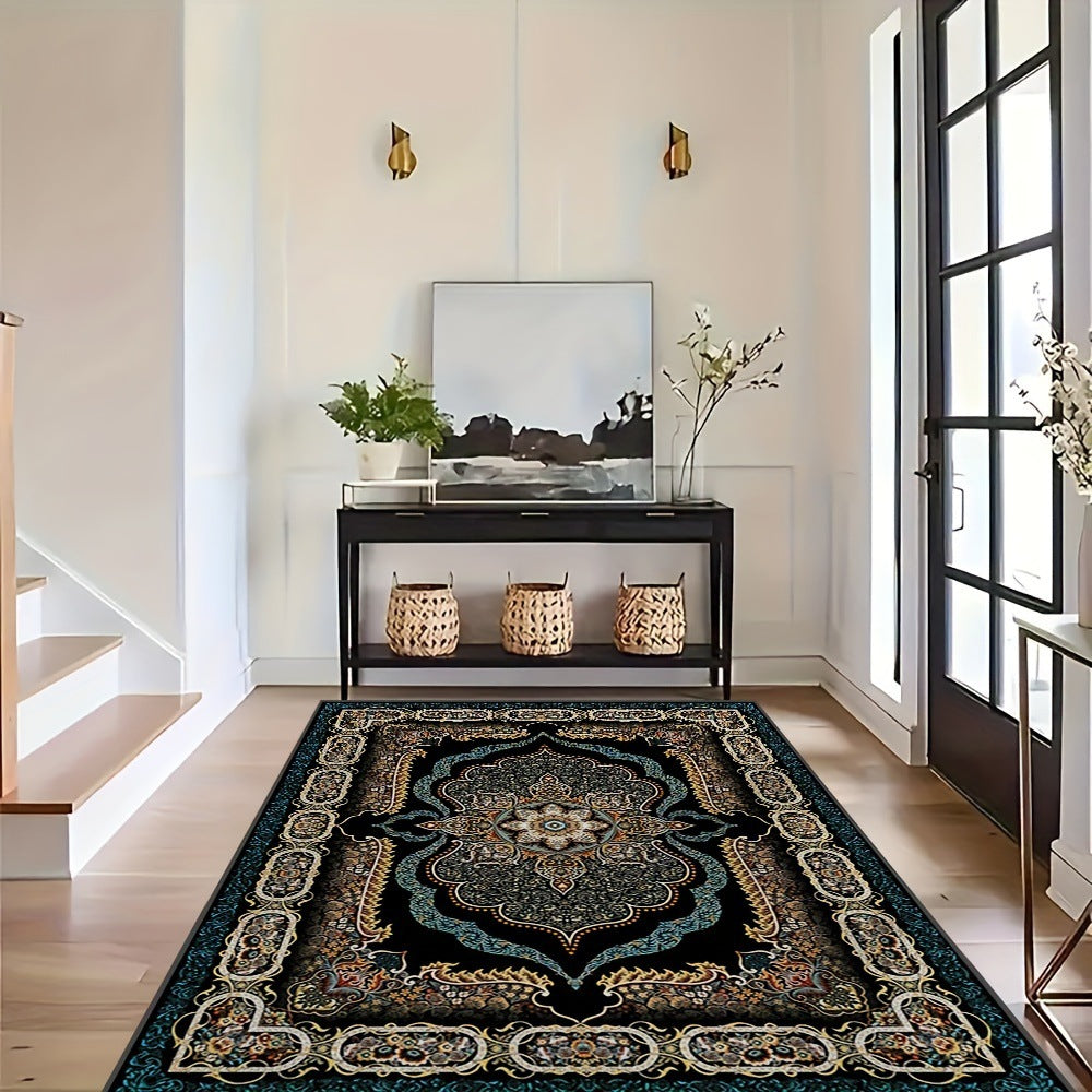 KFX-7210813 Persian Style Crystal Velvet Water-Absorbing Living Room Carpet Blanket for Sofa and Coffee Table