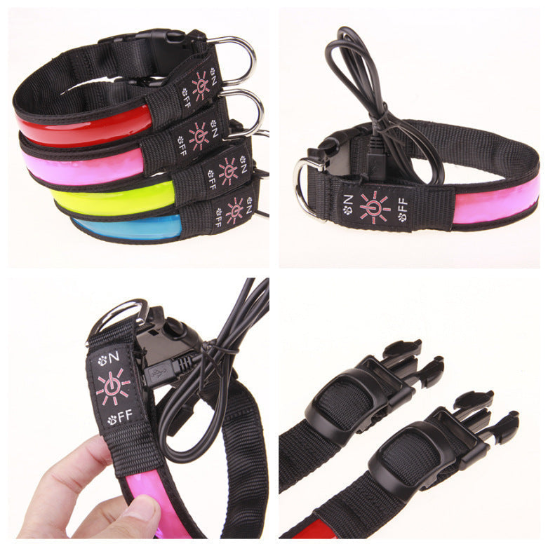 KFX-7211965 Rechargeable Luminous Pet Collar for Dogs – Reflective Design in Multiple Colors