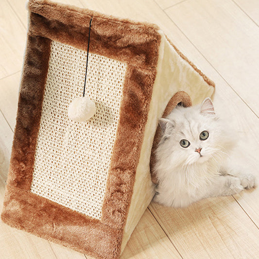 KFX-7213245 Small Cat Climbing Frame with Plush Fur Cover, Dimensions 44x26x36cm