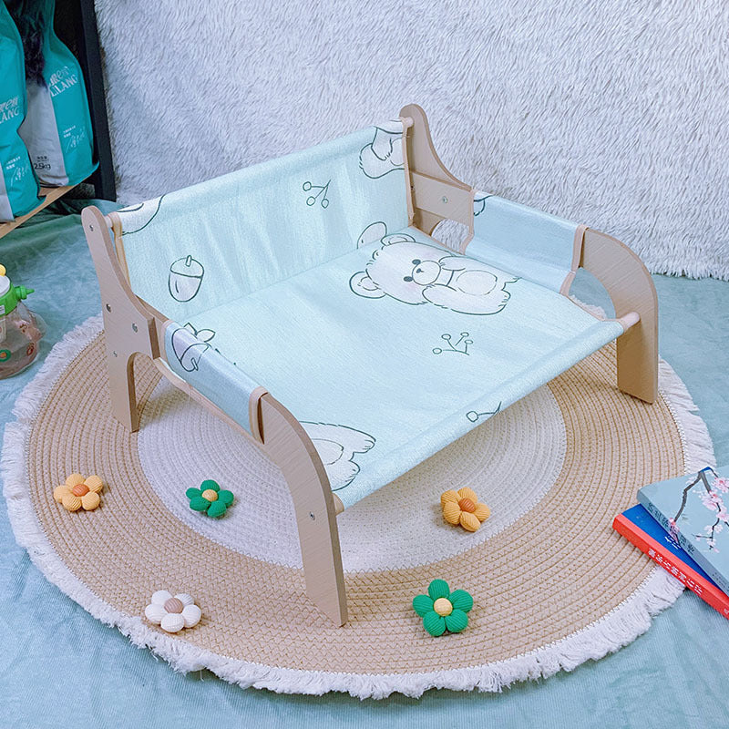 KFX-7214013 Universal Summer Cat Nest Hammock with Wooden Rattan Mat - Plus Size (52*42*29cm)