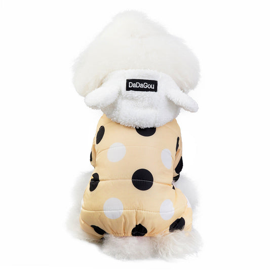 KFX-7214397 Warm Polka Dot Cotton Four-Leg Coat for Casual Wear