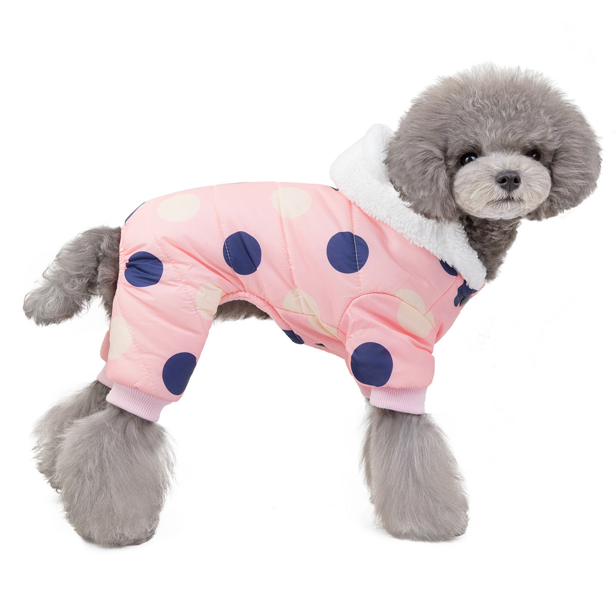 KFX-7214397 Warm Polka Dot Cotton Four-Leg Coat for Casual Wear