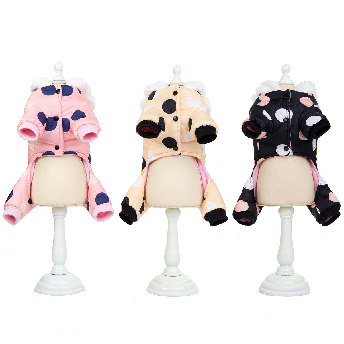 KFX-7214397 Warm Polka Dot Cotton Four-Leg Coat for Casual Wear
