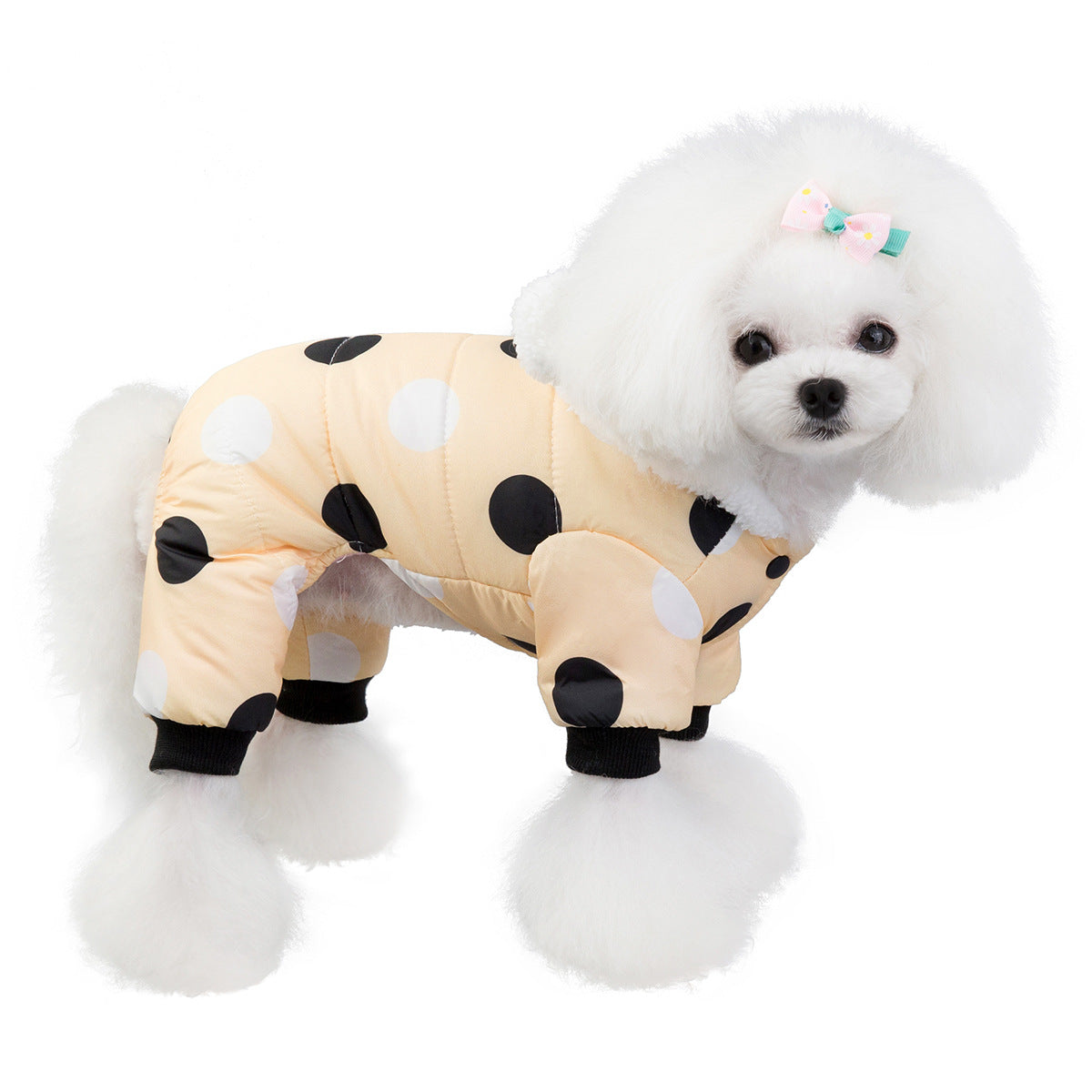 KFX-7214397 Warm Polka Dot Cotton Four-Leg Coat for Casual Wear