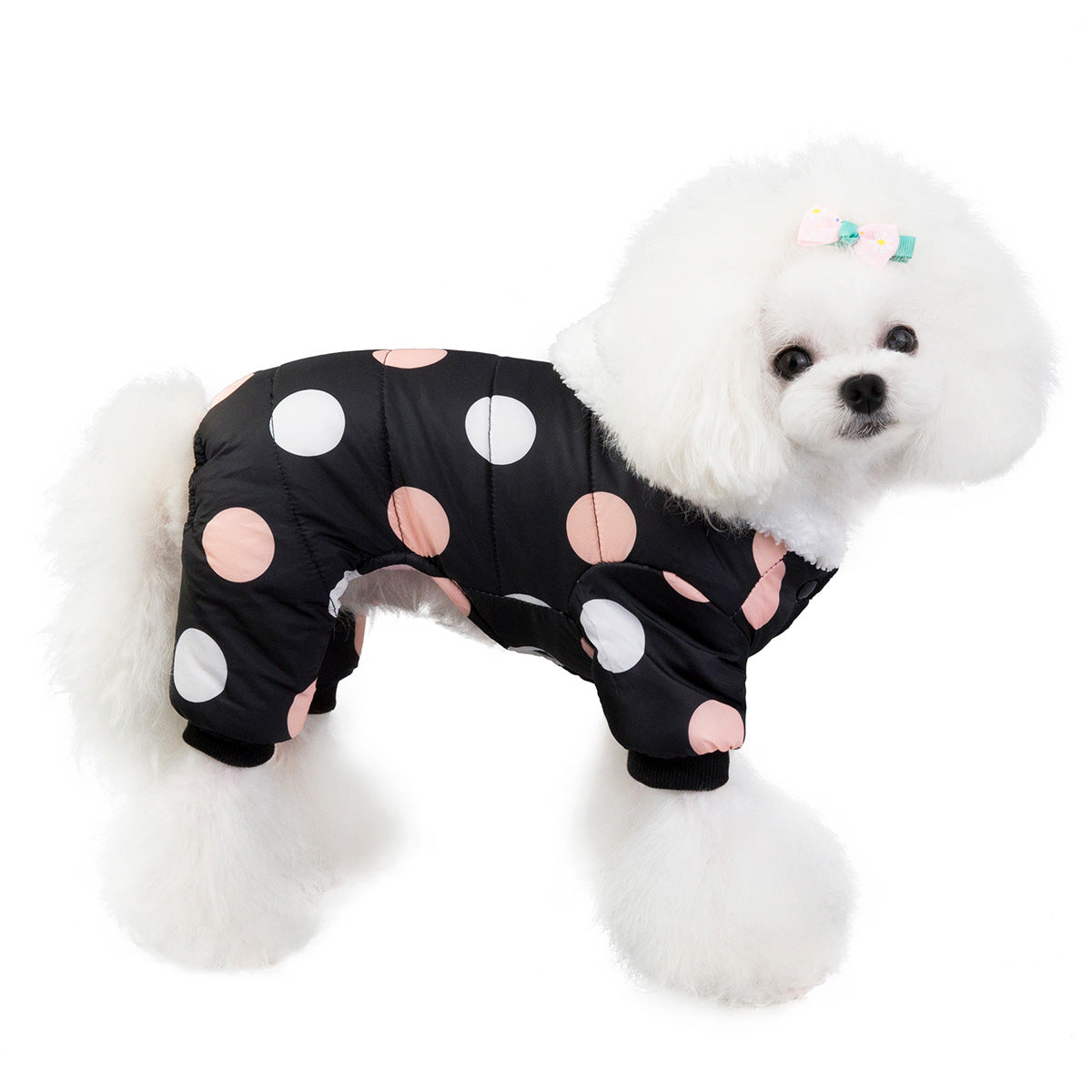 KFX-7214397 Warm Polka Dot Cotton Four-Leg Coat for Casual Wear