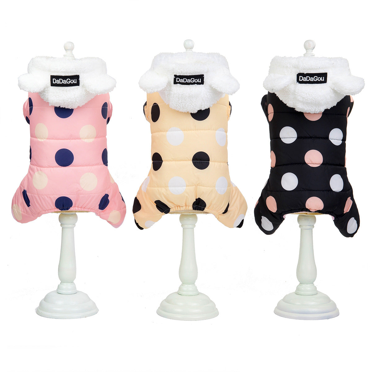 KFX-7214397 Warm Polka Dot Cotton Four-Leg Coat for Casual Wear