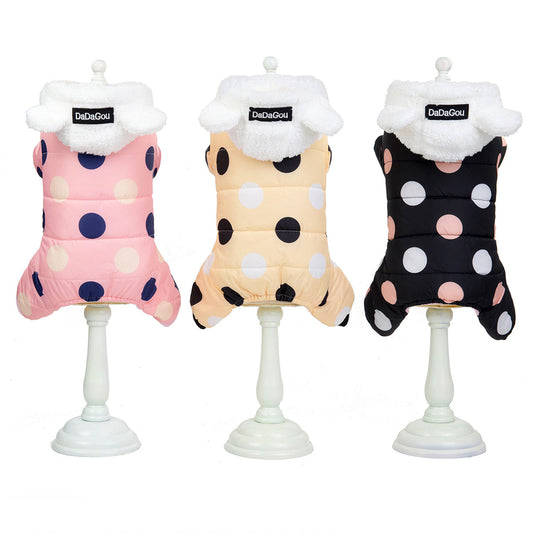 KFX-7214397 Warm Polka Dot Cotton Four-Leg Coat for Casual Wear