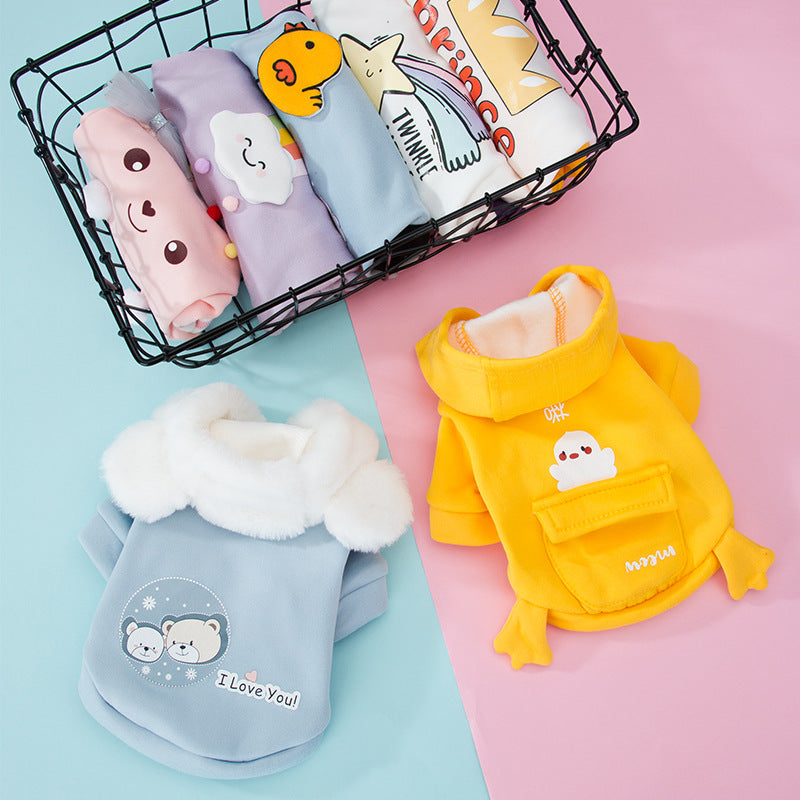 KFX-7215037 Cute Cartoon Hooded Sweater for Dogs and Cats - Soft Milk Silk Fabric, Various Sizes Available
