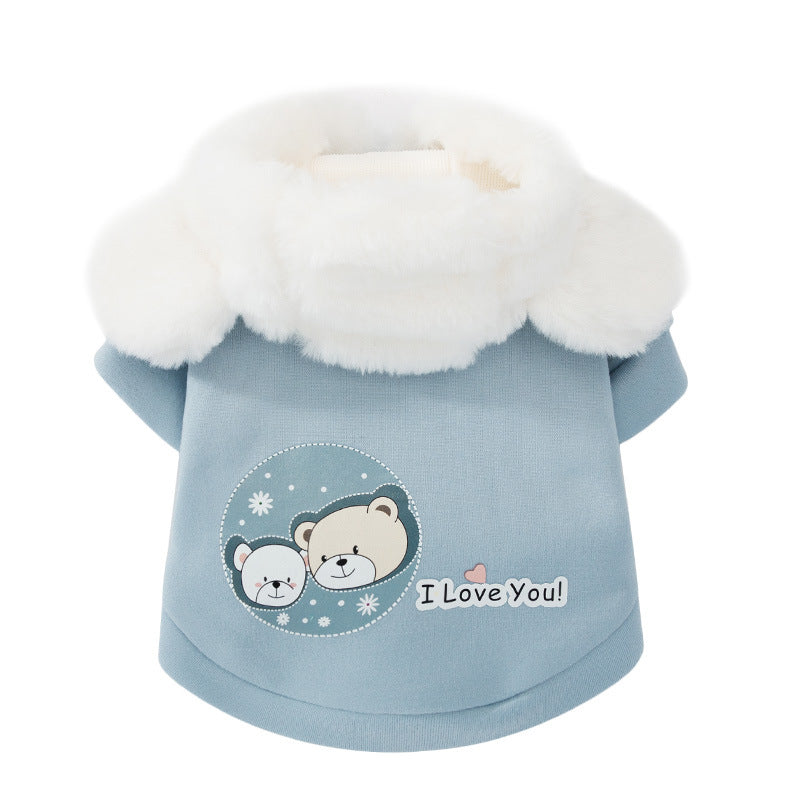 KFX-7215037 Cute Cartoon Hooded Sweater for Dogs and Cats - Soft Milk Silk Fabric, Various Sizes Available