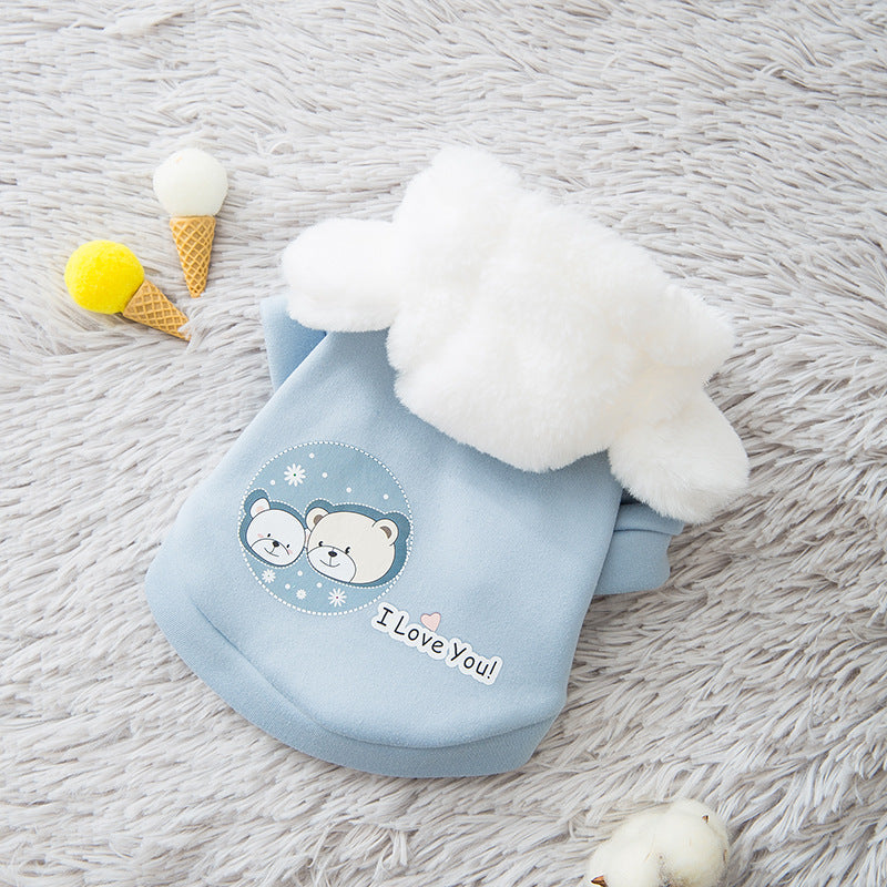 KFX-7215037 Cute Cartoon Hooded Sweater for Dogs and Cats - Soft Milk Silk Fabric, Various Sizes Available
