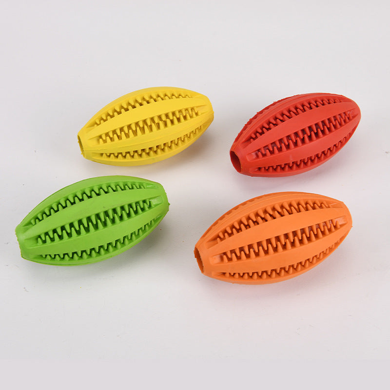 KFX-7218365 Durable Rubber Dog Chew Toy for Teeth Cleaning - Olive Watermelon Ball Puzzle, Small & Large Sizes