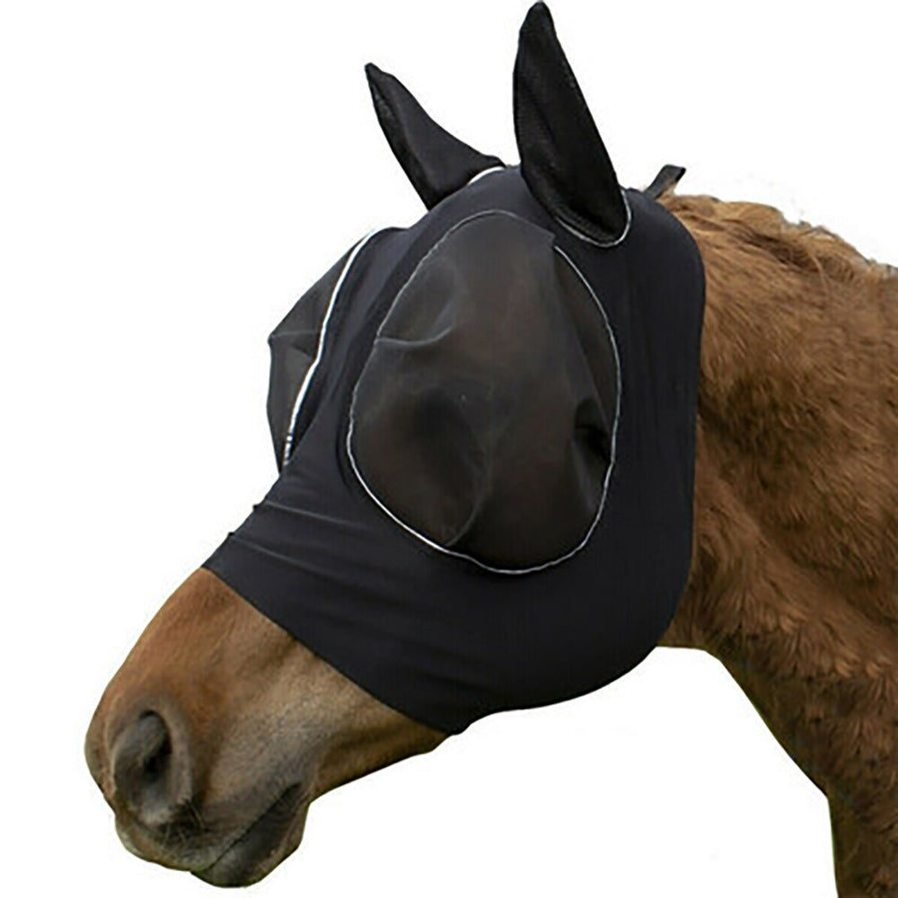 KFX-7219389 Horse Face Equestrian Universal Mosquito Cover, Black Latex & Net - 21x31cm, Lightweight Protection