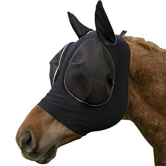 KFX-7219389 Horse Face Equestrian Universal Mosquito Cover, Black Latex & Net - 21x31cm, Lightweight Protection