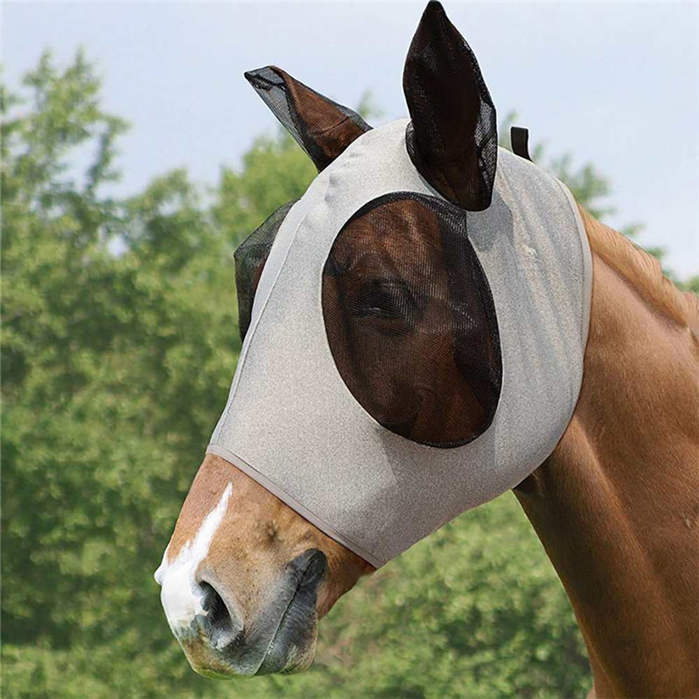 KFX-7219389 Horse Face Equestrian Universal Mosquito Cover, Black Latex & Net - 21x31cm, Lightweight Protection
