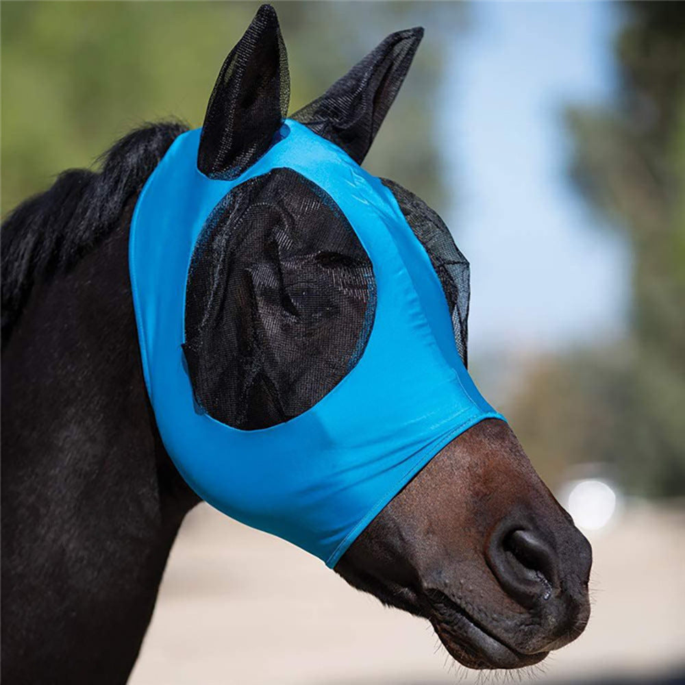 KFX-7219389 Horse Face Equestrian Universal Mosquito Cover, Black Latex & Net - 21x31cm, Lightweight Protection