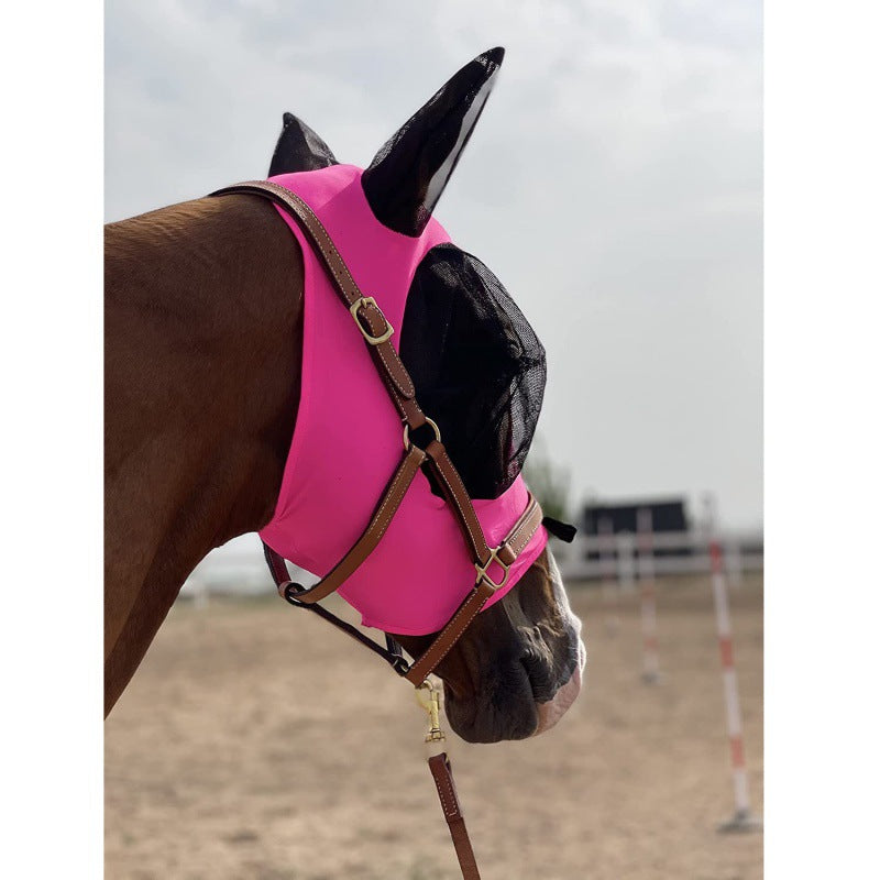 KFX-7219389 Horse Face Equestrian Universal Mosquito Cover, Black Latex & Net - 21x31cm, Lightweight Protection