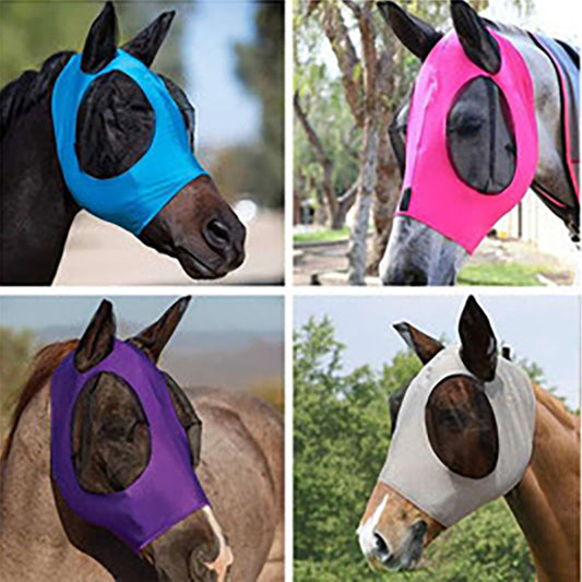 KFX-7219389 Horse Face Equestrian Universal Mosquito Cover, Black Latex & Net - 21x31cm, Lightweight Protection