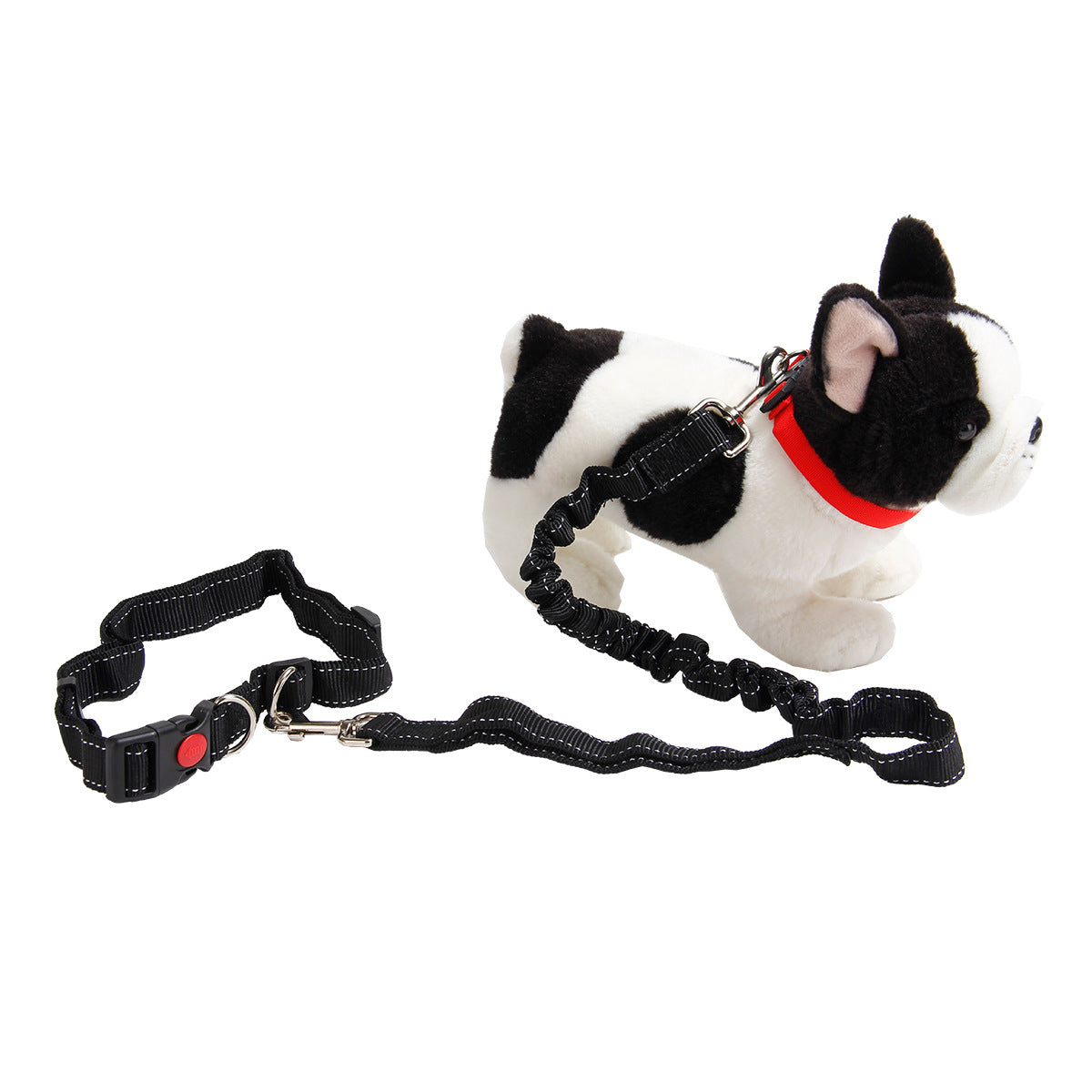 KFX-7219517 Elastic Dog Running Leash with Traction Belt – Nylon, Black, Adjustable Length 85CM to 65CM