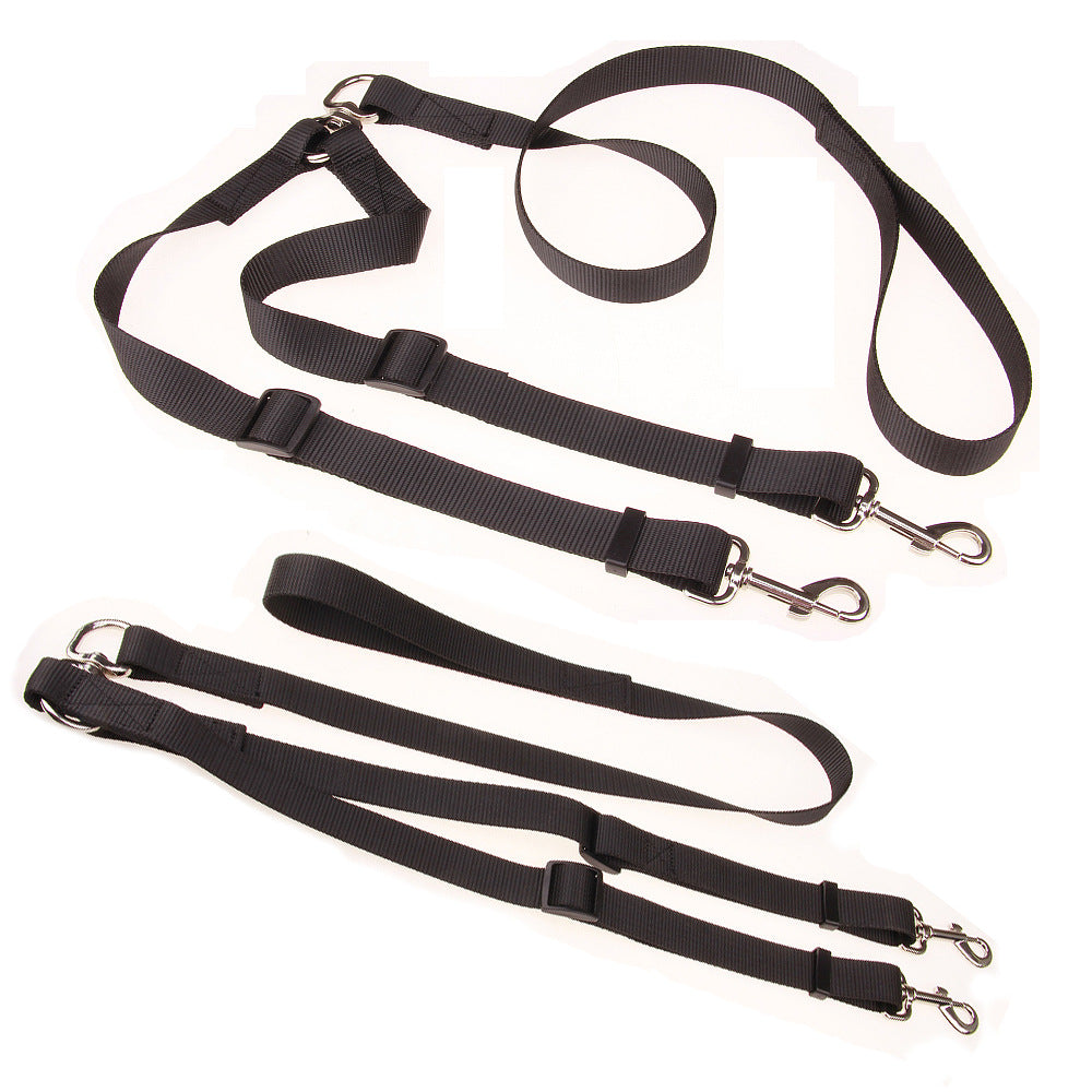 KFX-7219517 Elastic Dog Running Leash with Traction Belt – Nylon, Black, Adjustable Length 85CM to 65CM
