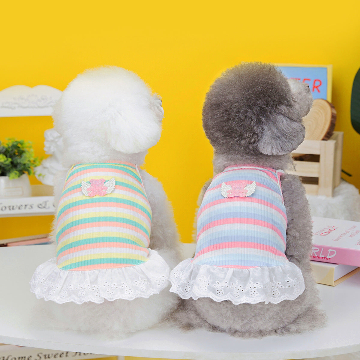 KFX-7220285 Colorful Striped Pet Skirt with Wings for Dogs, Cotton Material
