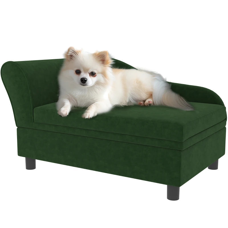 KFX-7221181 Pet Sofa Bed with Hidden Storage for Cats and Small Dogs - Green Eucalyptus Wood Design