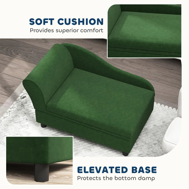 KFX-7221181 Pet Sofa Bed with Hidden Storage for Cats and Small Dogs - Green Eucalyptus Wood Design