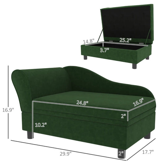 KFX-7221181 Pet Sofa Bed with Hidden Storage for Cats and Small Dogs - Green Eucalyptus Wood Design