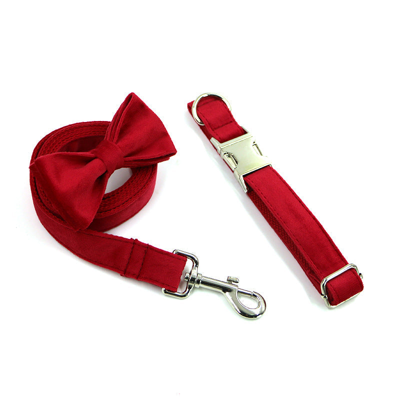 KFX-7221565 Plaid Dog Collar with Bow Tie Set - Engraved Velvet, Multiple Sizes Available