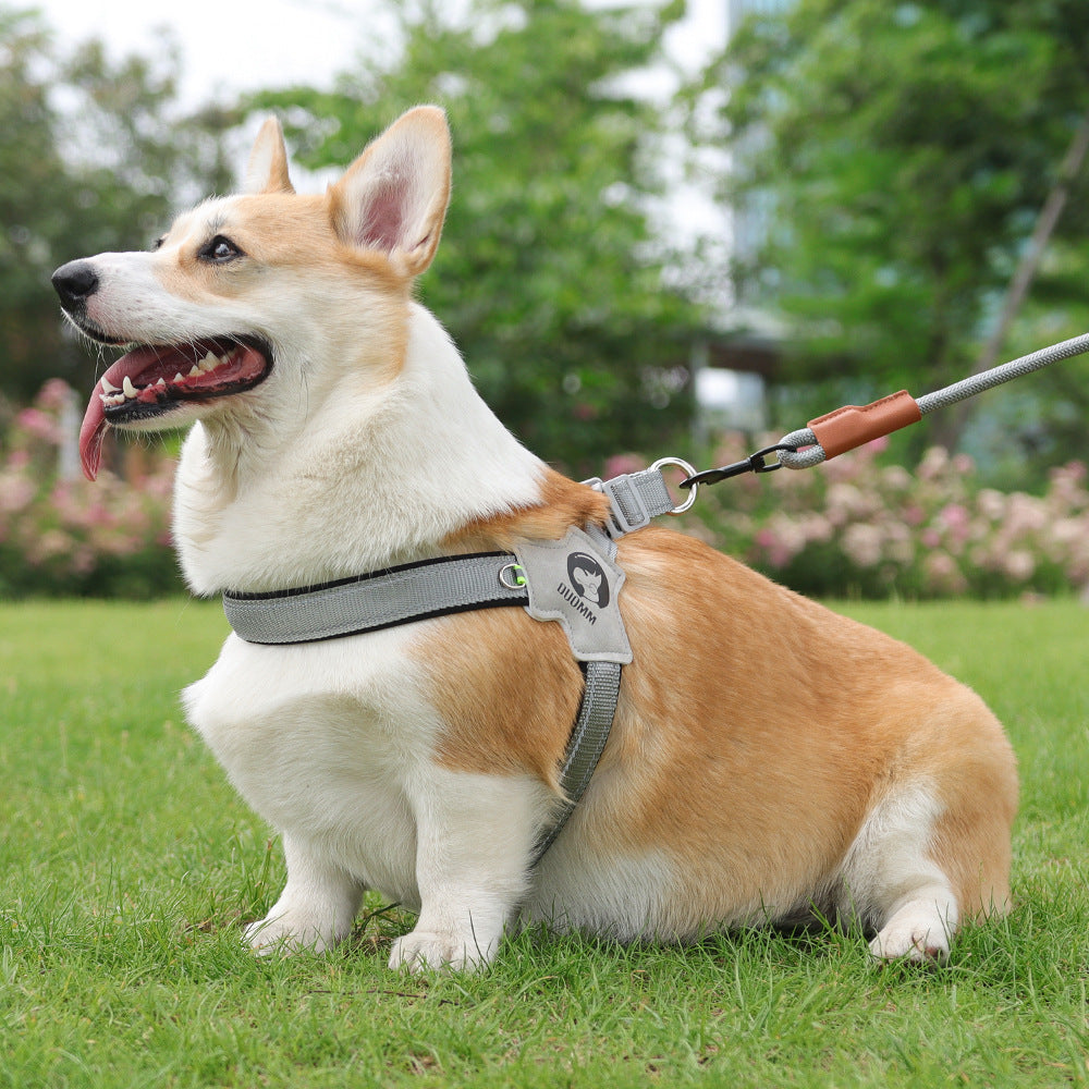 KFX-7224765 Breathable Reflective Dog Harness with Chest Strap and Rope - Available in Various Colors