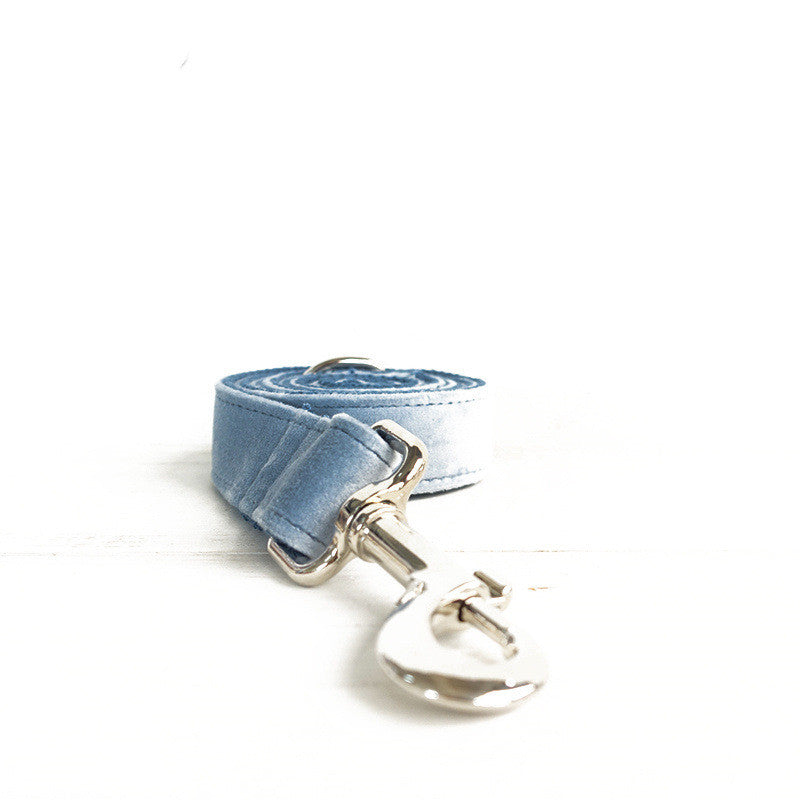 KFX-7225277 Sky Blue Thick Velvet Pet Collar - Durable Polyester Material for Comfort and Style