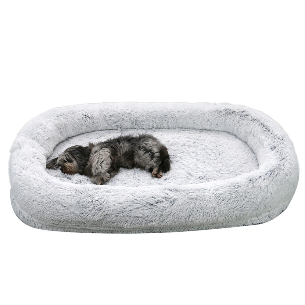 KFX-7225533 Super Large Human Giant Dog Nest in Light Gray or Khaki - Comfortable Sponge Lined Kennel