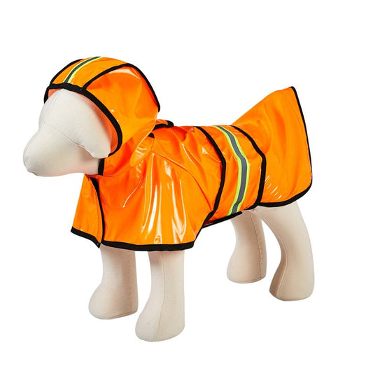KFX-7226045 Waterproof PU Leather Dog Raincoat with Reflective Stripe - Available in Multiple Colors and Sizes