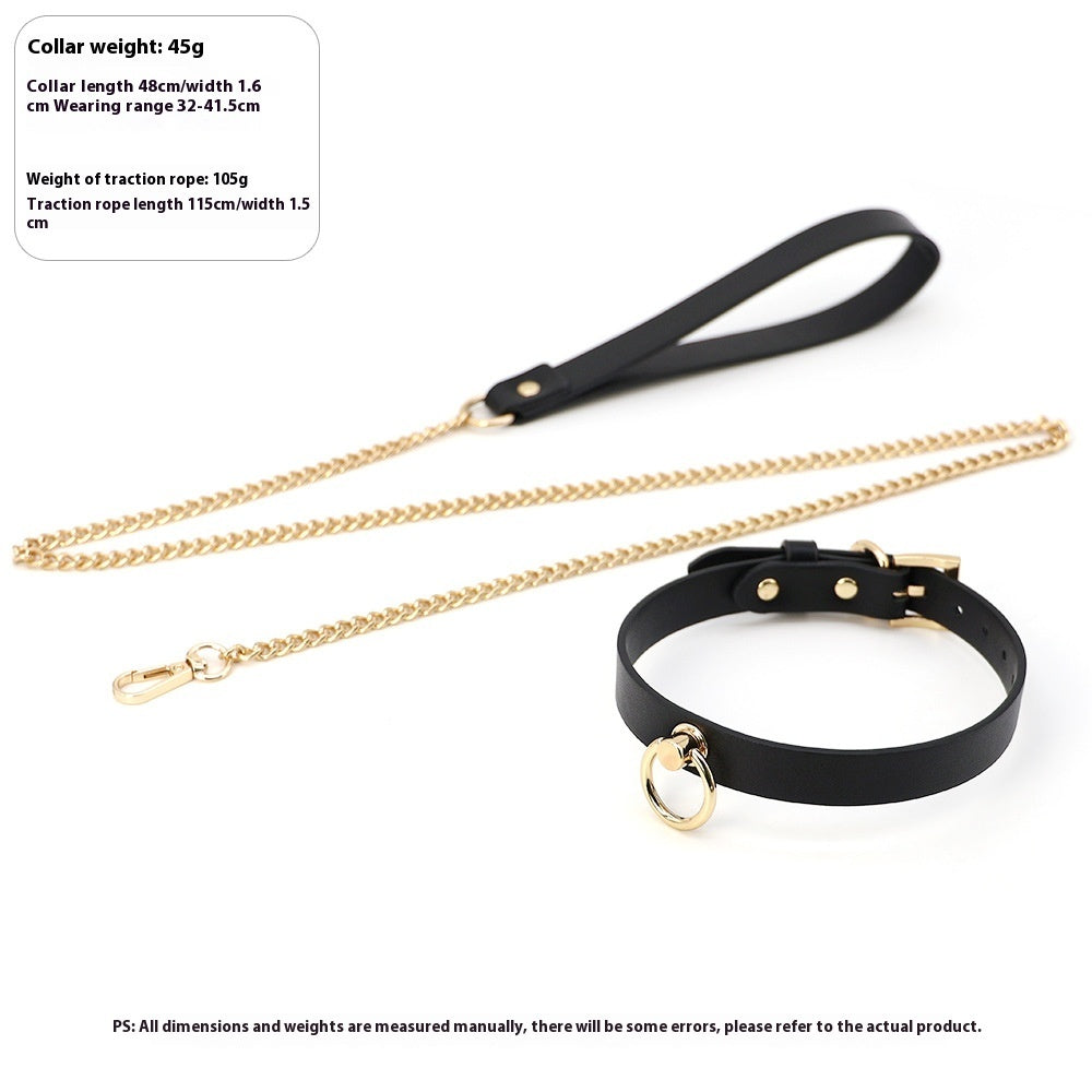 KFX-7226941 Genuine Cowhide Neck Binding Collar with Drag Chain in Black, Red, and Maroon Options