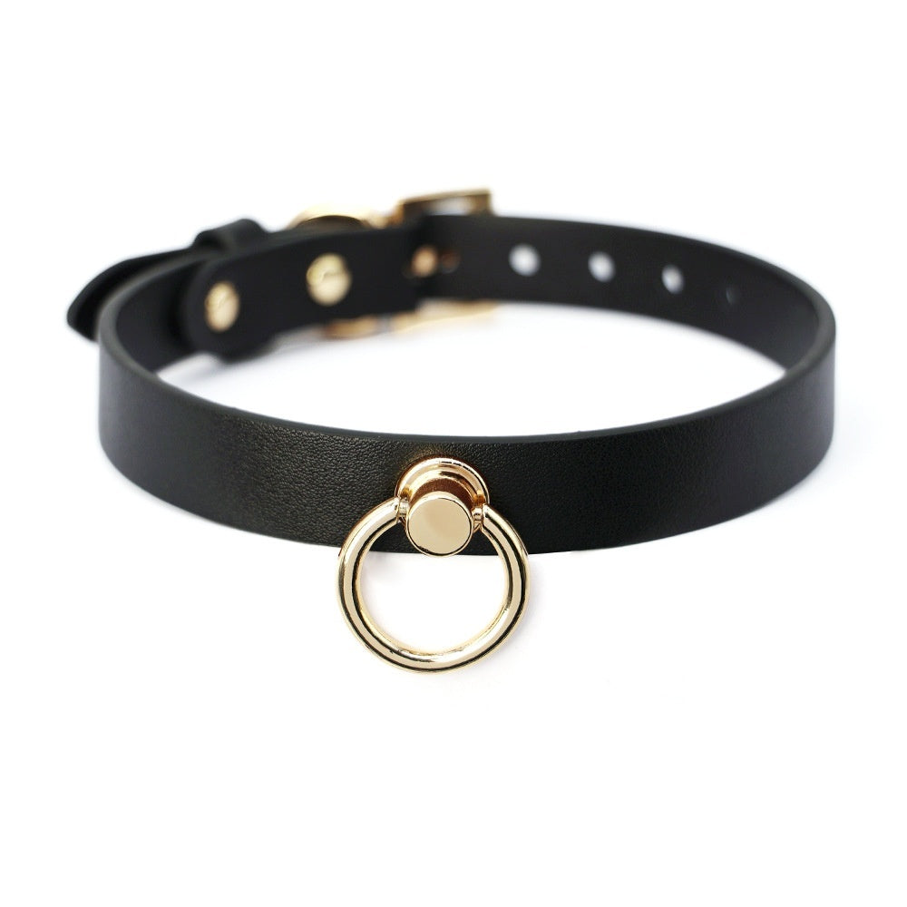KFX-7226941 Genuine Cowhide Neck Binding Collar with Drag Chain in Black, Red, and Maroon Options