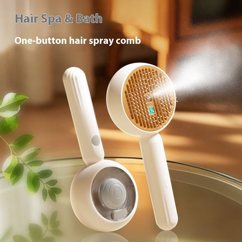 KFX-7227069 Stainless Steel Pet Spray Comb for Cats and Dogs - One-Click Hair Removal Brush
