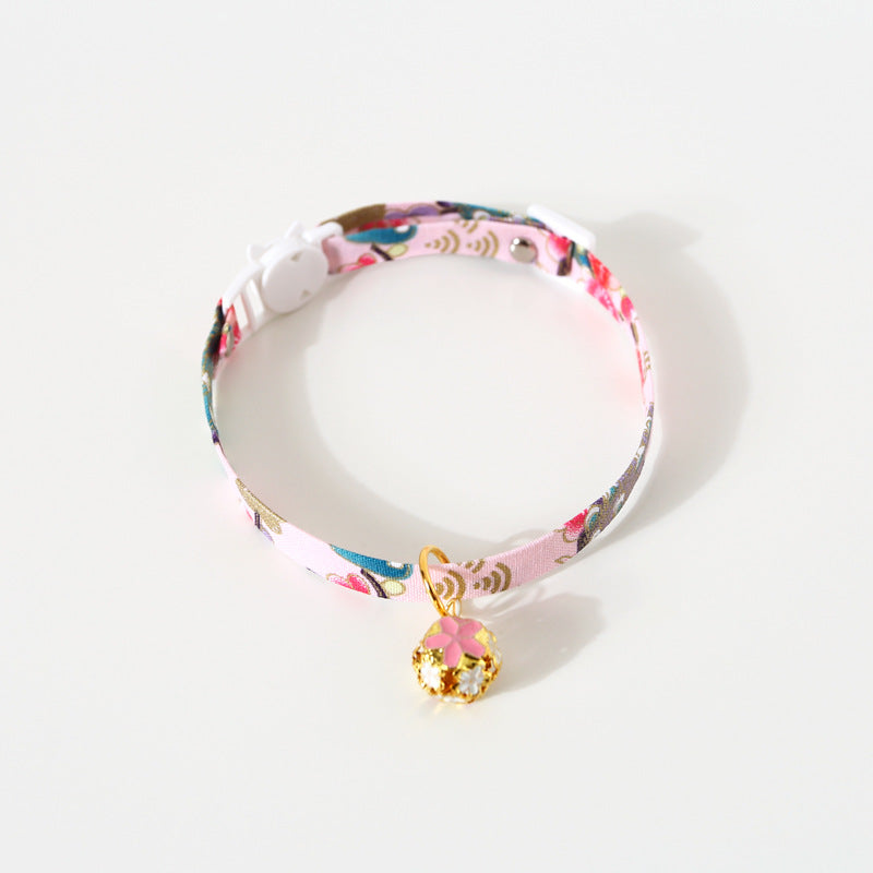 KFX-7227453 Sunflower Adjustable Pet Collar for All Seasons - Cotton Polyester, 17-32cm