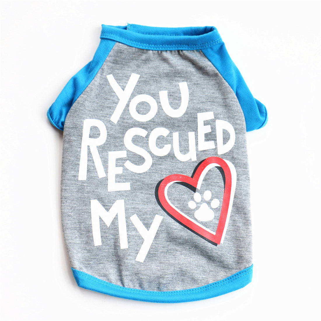 KFX-7229629 Monogrammed Cotton Pet Vest in Red and Blue - Casual Style for Small to Large Dogs