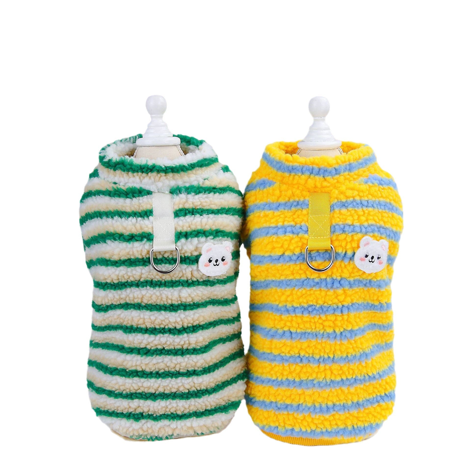KFX-7230909 Striped Fluffy Coat for Pets - Available in Yellow and Green, Sizes S-XXL