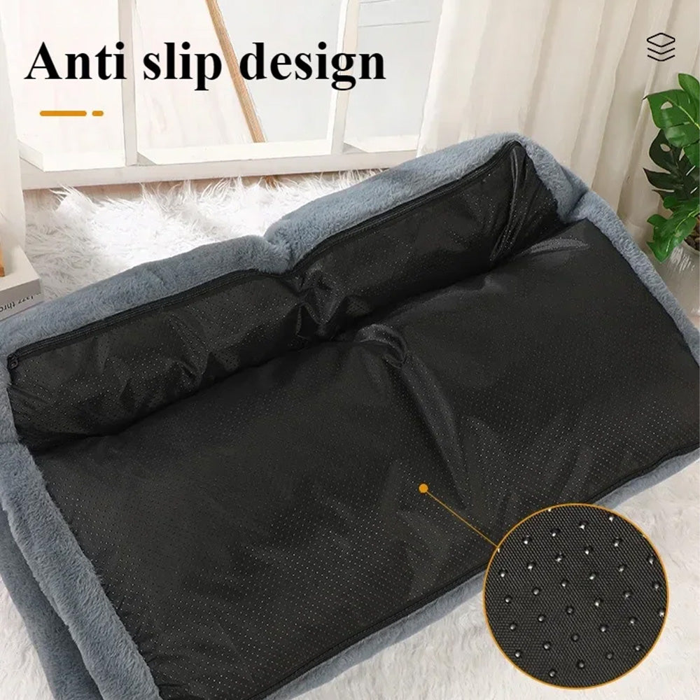 KFX-7231293 Plush Washable Pet Bed for Dogs and Cats, Soft Anti-Slip Couch with Removable Cover