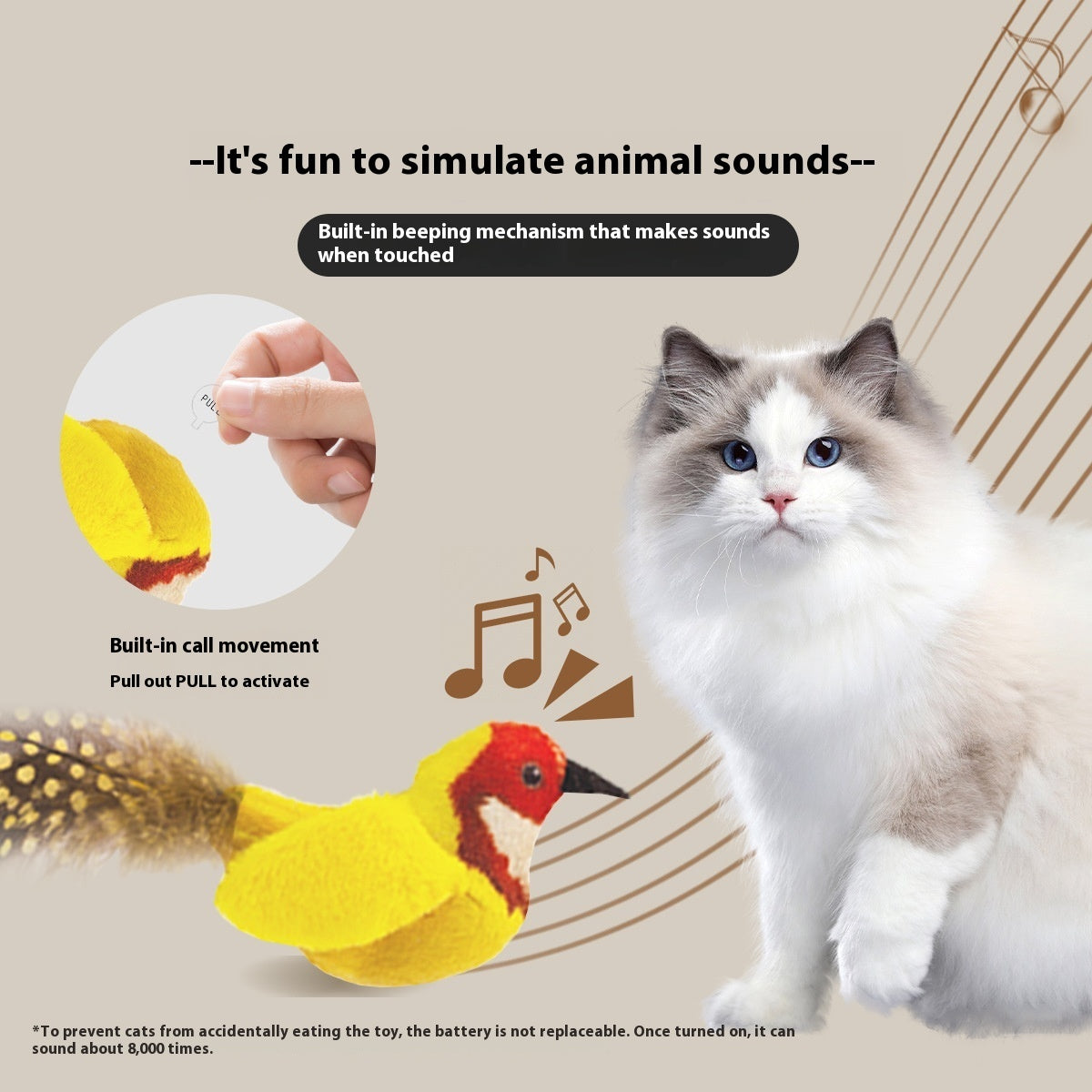 KFX-7232061 Colorful Bird Plush Simulation Cat Toy - Summer 2024 Edition