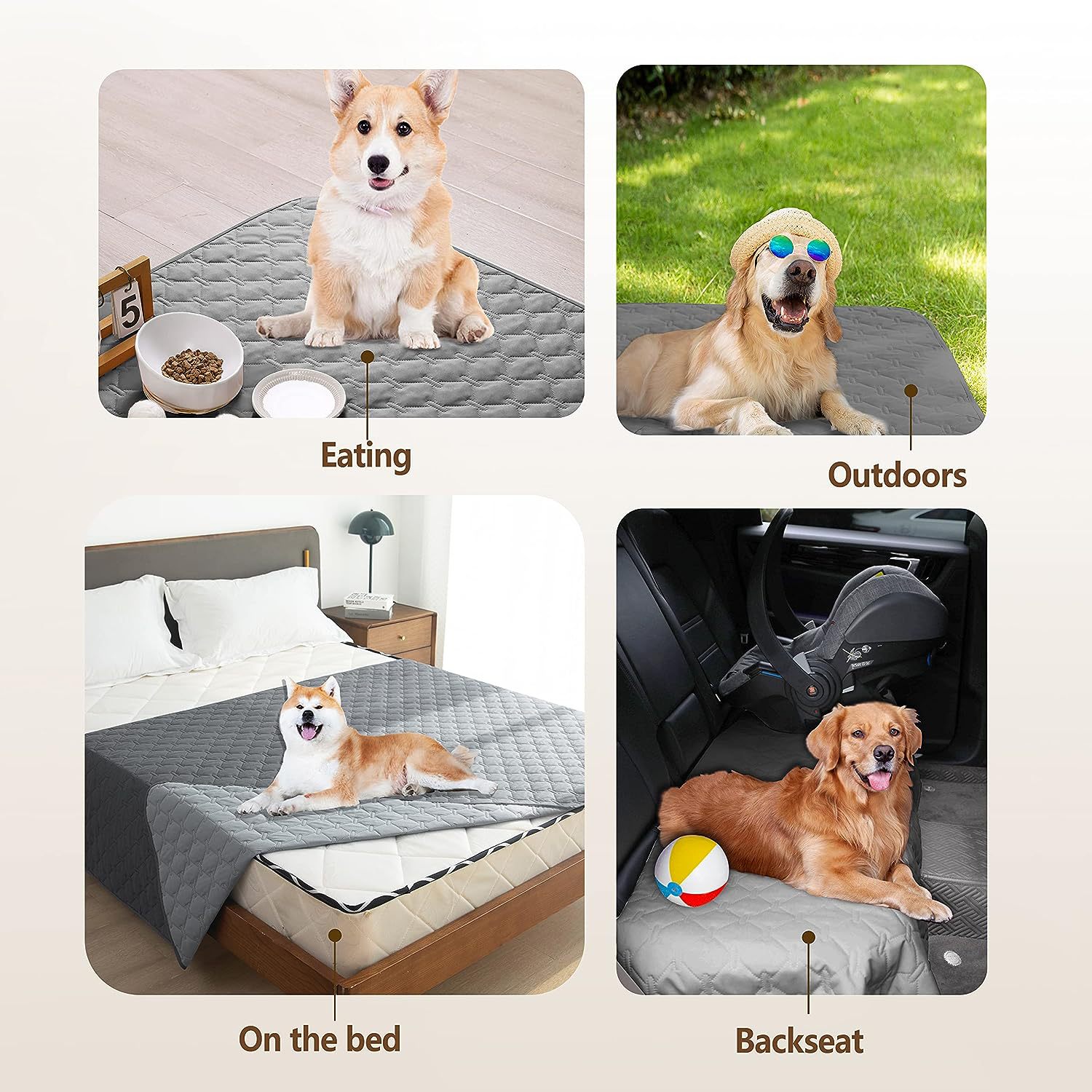 KFX-7233085 Waterproof Gray Cloth Mat for Pets - Multiple Sizes Available