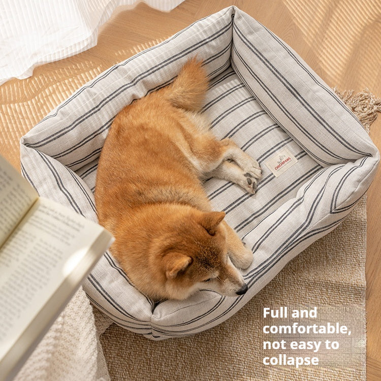 KFX-7235261 Cotton and Linen Universal Pet Mat for All Seasons - Non-Removable and Washable, Classic Red, Size M/L
