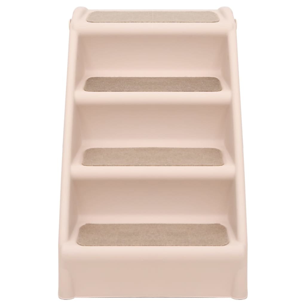 KFX-7236285 Foldable Cream Dog Stairs for Small & Large Pets - Sturdy, Non-Slip, Portable Design