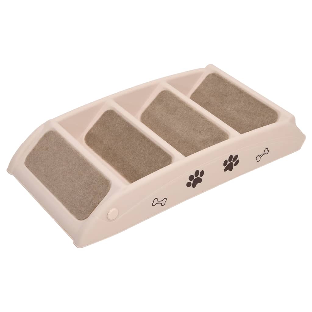 KFX-7236285 Foldable Cream Dog Stairs for Small & Large Pets - Sturdy, Non-Slip, Portable Design