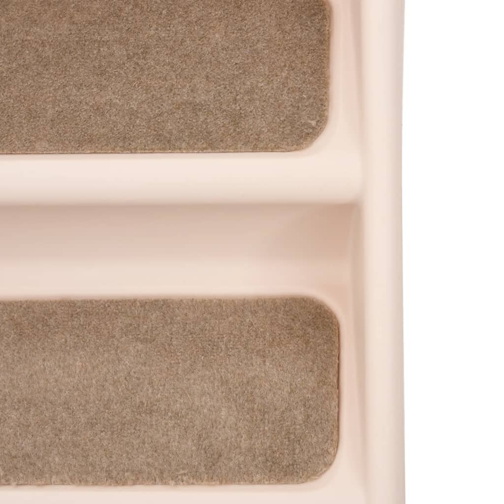 KFX-7236285 Foldable Cream Dog Stairs for Small & Large Pets - Sturdy, Non-Slip, Portable Design