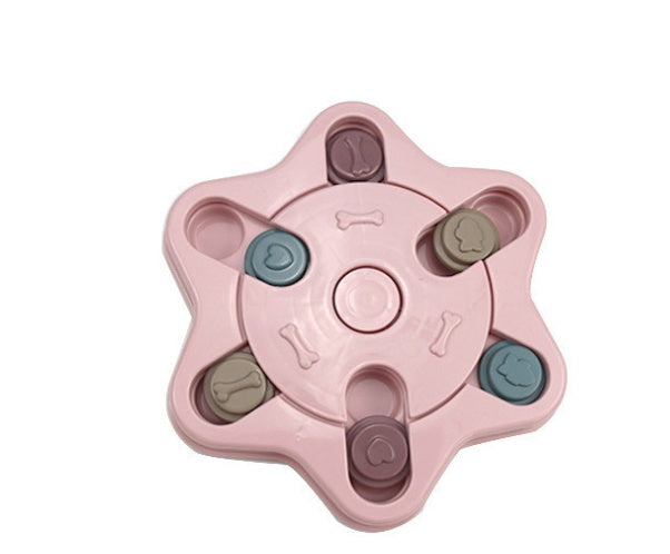 KFX-7237821 Interactive Educational Feeding Toy for Dogs – Engaging Puzzle with Round, Hexagonal, Paw Print Designs in Blue, Green, and Pink