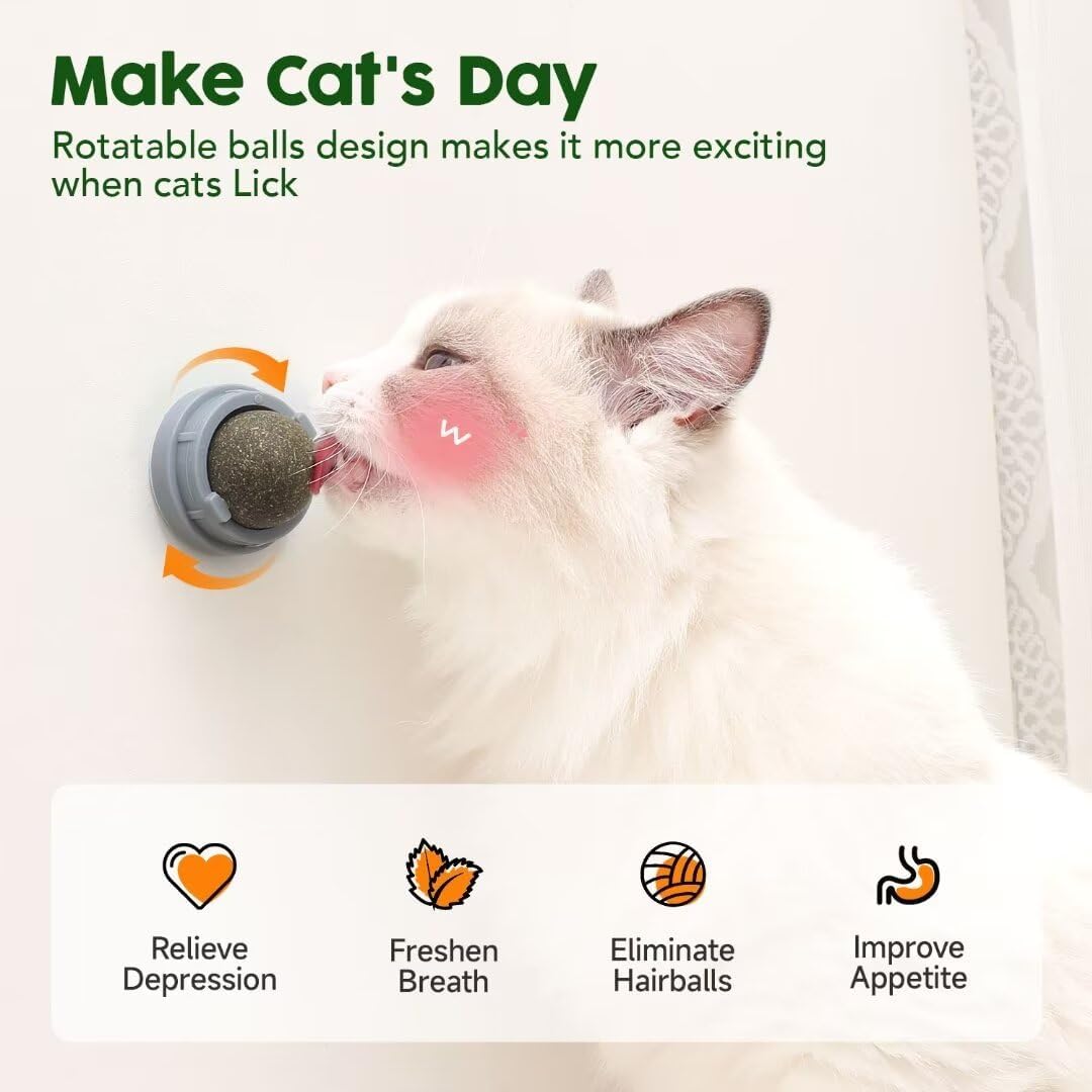 KFX-7238461 Natural Catnip Toys - 4 Pack of Edible Chew Balls for Dental Health and Playtime
