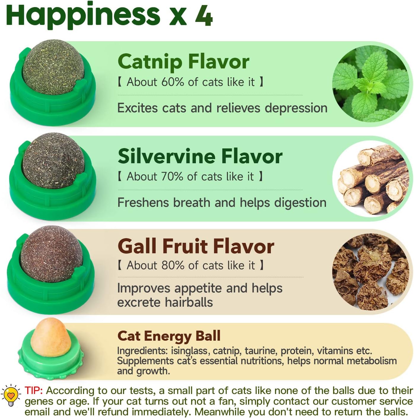 KFX-7238461 Natural Catnip Toys - 4 Pack of Edible Chew Balls for Dental Health and Playtime