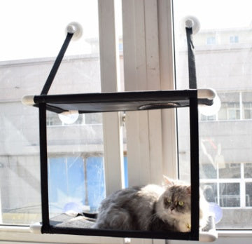 KFX-7238589 Window Sill Cat Hammock – Double Layer Coral Velvet Cat Cushion with Suction Cups, Holds Up to 10kg