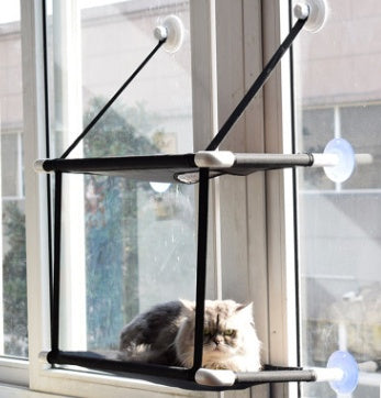 KFX-7238589 Window Sill Cat Hammock – Double Layer Coral Velvet Cat Cushion with Suction Cups, Holds Up to 10kg